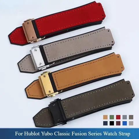 Multicolored Bamboo Texture Cow Leather Watchbands for Hublot Yubo Classic Fusion Big Bang Series Waterproof Wristband 19x26mm