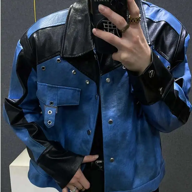 2025 Men Contrast Color Stitching Faux Leather Jackets Clothing Casual Social Faux Leather Jacket Coat Men Zipper Jacket Stage
2025 Men Contrast Color Stitching Faux Leather Jackets Clothing Casual Social Faux Leather Jacket Coat Men Zipper Jacket Stage