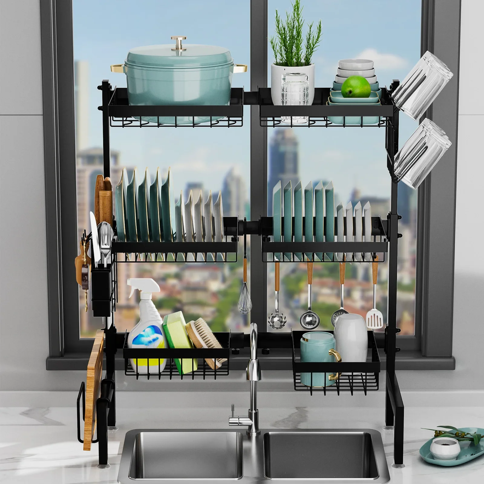 Retractable sink rack, kitchen knives, chopsticks, dishes storage rack, multi-functional drain bowl rack above the sink
Retractable sink rack, kitchen knives, chopsticks, dishes storage rack, multi-functional drain bowl rack above the sink