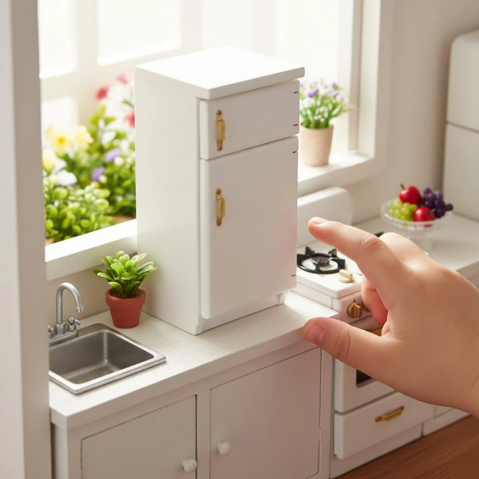 White Dollhouse Refrigerator Opening Doors Dollhouse Kitchen Refrigerator 1:12 Scale Fridge Pre-Assembled for Children
White Dollhouse Refrigerator Opening Doors Dollhouse Kitchen Refrigerator 1:12 Scale Fridge Pre-Assembled for Children