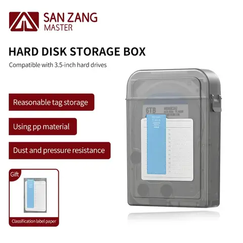 SANZANG 1/5PCS 2.5"/3.5" IDE SATA HDD Hard Drive Disk PP Plastic Storage Box Case Enclosure Cover Gray Built-in EVA Cushioning
