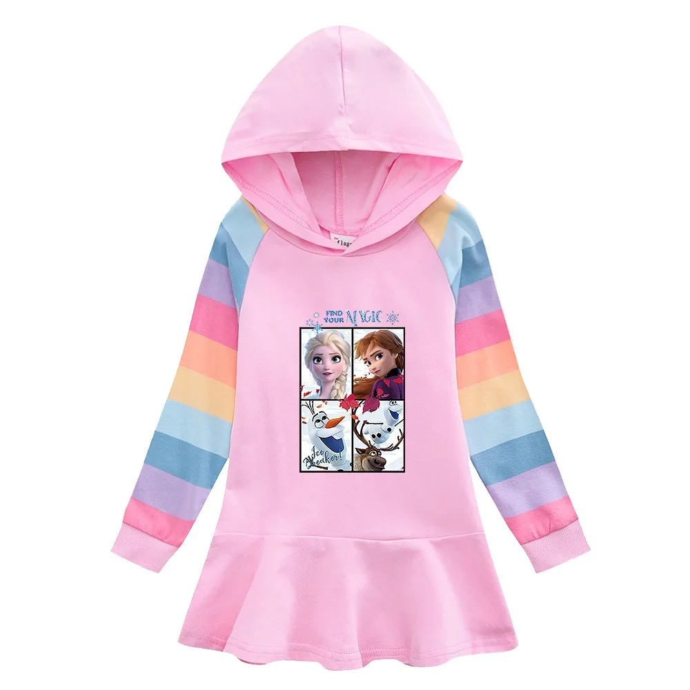 Girls Dress Disney Quality Cotton Frozen Elsa Pink Skirt Autumn Spring Clothing for Children Long Sleeve Kids Clothes Hooded
Girls Dress Disney Quality Cotton Frozen Elsa Pink Skirt Autumn Spring Clothing for Children Long Sleeve Kids Clothes Hooded