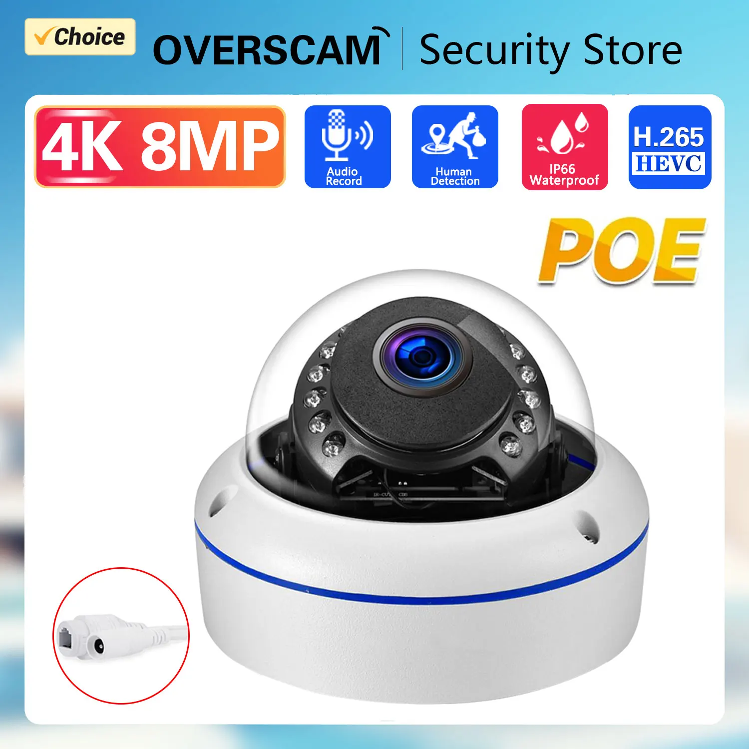 8MP 4K IP Camera Outdoor H.265 Metal Indoor Dome CCTV Night Vision Home Video Surveillance CCTV Audio Motion Detection Camera
8MP 4K IP Camera Outdoor H.265 Metal Indoor Dome CCTV Night Vision Home Video Surveillance CCTV Audio Motion Detection Camera