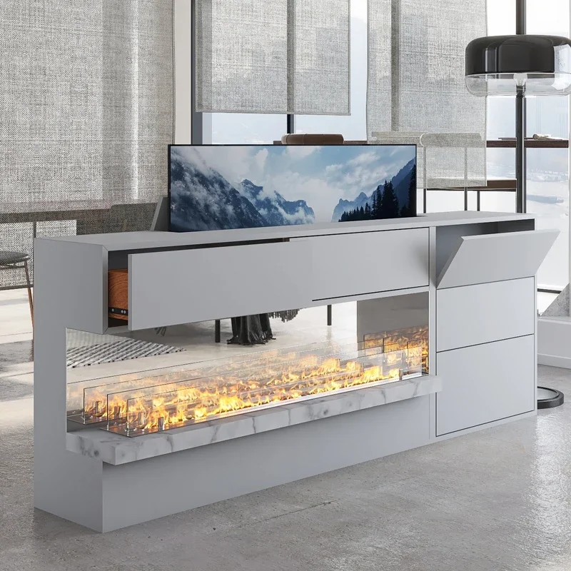 Intelligent remote control lifting TV cabinet can be placed in the fireplace custom voice control integrated
Intelligent remote control lifting TV cabinet can be placed in the fireplace custom voice control integrated