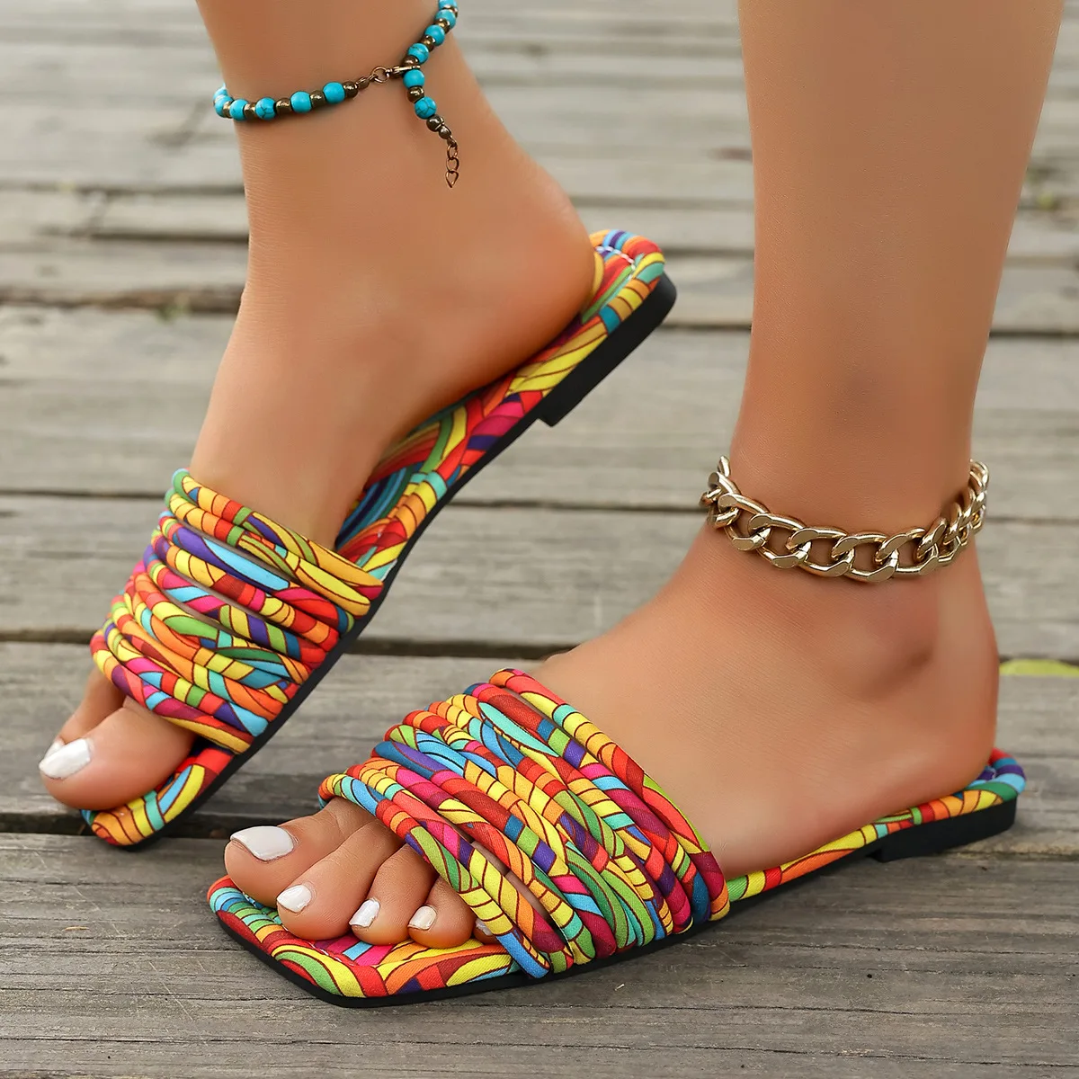 Fashion plus size one-line slippers women's,outwear new arrival rainbow graffiti,beach shoes women's surfing summer
Fashion plus size one-line slippers women's,outwear new arrival rainbow graffiti,beach shoes women's surfing summer