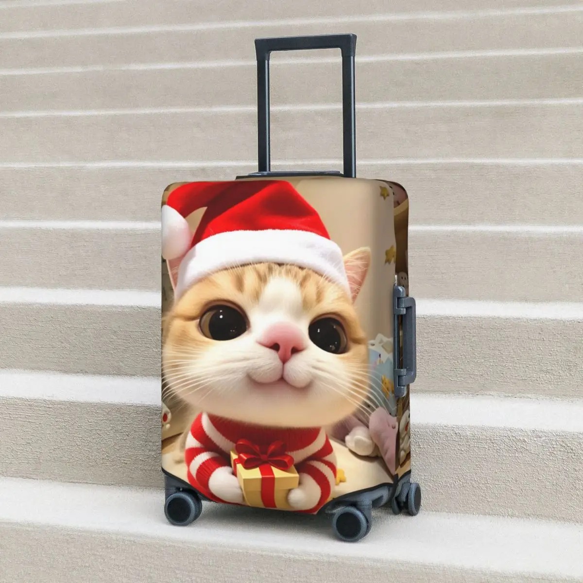 Милый чехол для чемодана с рождественским котом в шапке Санты, защита для багажа в круизе, полезные принадлежности для путешествий
Милый чехол для чемодана с рождественским котом в шапке Санты, защита для багажа в круизе, полезные принадлежности для путешествий