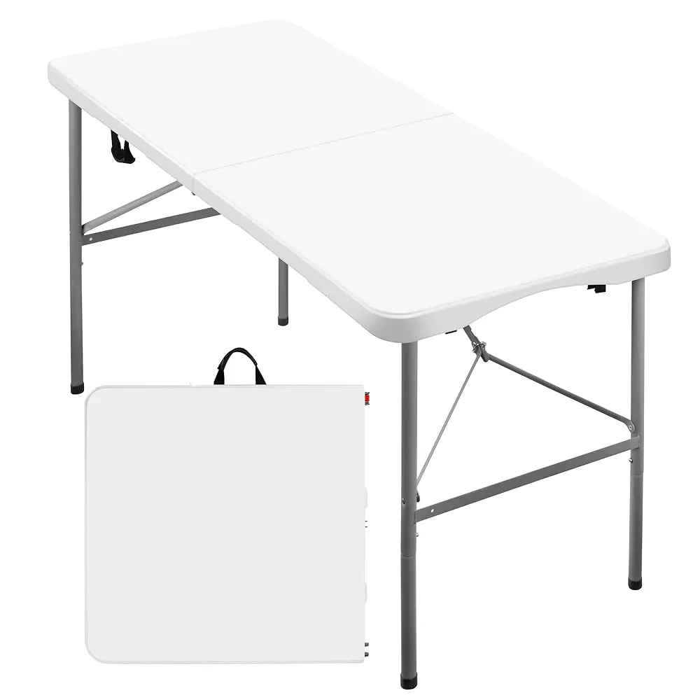 4Ft Plastic Folding Table,Fold-In-Half Portable Picnic Table Outdoor For Camping,Party,Wedding,Kitchen,Beach,With
4Ft Plastic Folding Table,Fold-In-Half Portable Picnic Table Outdoor For Camping,Party,Wedding,Kitchen,Beach,With