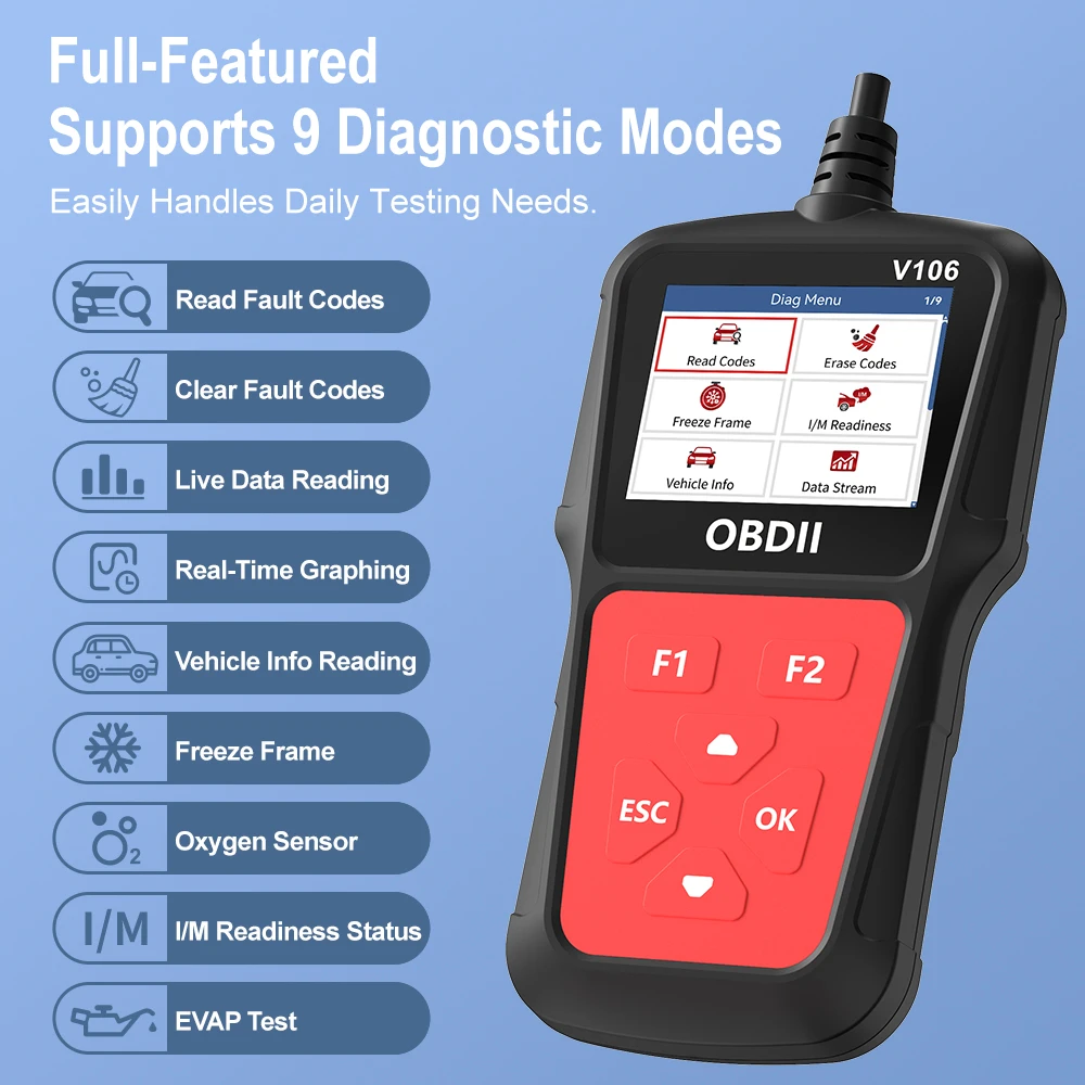 Obd2 Scanner Diagnostic Tool Reads/Erases Codes for Most Vehicles Automotive Maintenance Tool Real-Time Data Stream Reader
Obd2 Scanner Diagnostic Tool Reads/Erases Codes for Most Vehicles Automotive Maintenance Tool Real-Time Data Stream Reader