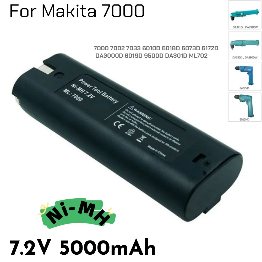 Замена Ni-Mh аккумулятора 7,2 В, 5,0 Ач для Makita 7000 7002 7033, 6010D 6018D 6073D 6172D DA3000D 6019D 9500D DA301D ML702
Замена Ni-Mh аккумулятора 7,2 В, 5,0 Ач для Makita 7000 7002 7033, 6010D 6018D 6073D 6172D DA3000D 6019D 9500D DA301D ML702