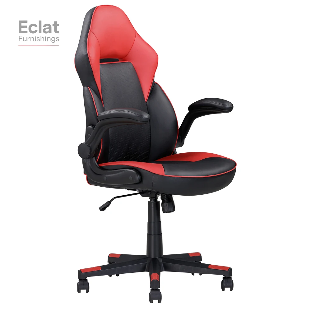 Adjustable Ergonomic Gaming Chair, Faux Leather Upholstered Office Chair w/ 360-degree Swivel and Tilt Control, Black/red
Adjustable Ergonomic Gaming Chair, Faux Leather Upholstered Office Chair w/ 360-degree Swivel and Tilt Control, Black/red