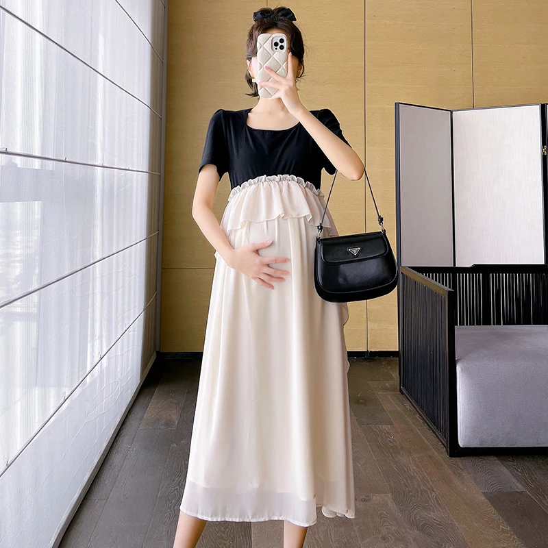 Korean Style Elegant Pregnant Woman Chiffon Dress Sweet Ruffles Patchwork Maternity Beach Dress Fashio Princess Holiday Clothes
Korean Style Elegant Pregnant Woman Chiffon Dress Sweet Ruffles Patchwork Maternity Beach Dress Fashio Princess Holiday Clothes
