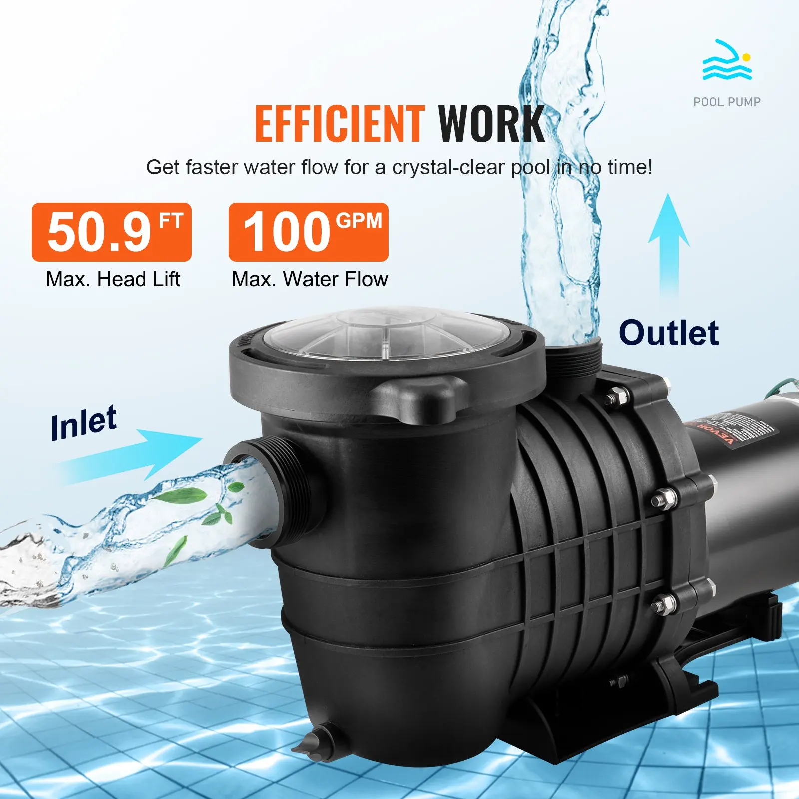 Above Ground Pool Pump, 1.5 HP, 100 GPM Single Speed Swimming Pool Pump, 110V/240V 3450 RPM 50.9 Ft Max Head Pool Pump With Filter Basket, For Above Ground Pools Hot Tubs Spas,Tested To UL Standards
Above Ground Pool Pump, 1.5 HP, 100 GPM Single Speed Swimming Pool Pump, 110V/240V 3450 RPM 50.9 Ft Max Head Pool Pump With Filter Basket, For Above Ground Pools Hot Tubs Spas,Tested To UL Standards