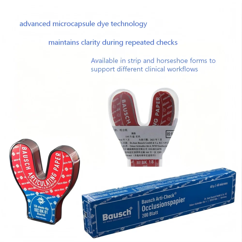 Bausch 40µm Articulating Paper Occlusal Contact Indicator Bite Registration Dental Occlusion Paper Bite Test Indicator Paper
Bausch 40µm Articulating Paper Occlusal Contact Indicator Bite Registration Dental Occlusion Paper Bite Test Indicator Paper