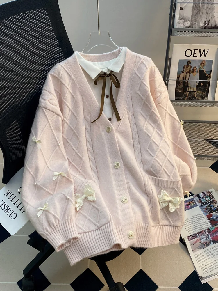 Кардиган с бантом в студенческом стиле, топ на осень и зиму 2026, новые свободные джемперы-пальто, ленивый нежный стиль, вязаный свитер, куртка для женщин
Кардиган с бантом в студенческом стиле, топ на осень и зиму 2026, новые свободные джемперы-пальто, ленивый нежный стиль, вязаный свитер, куртка для женщин