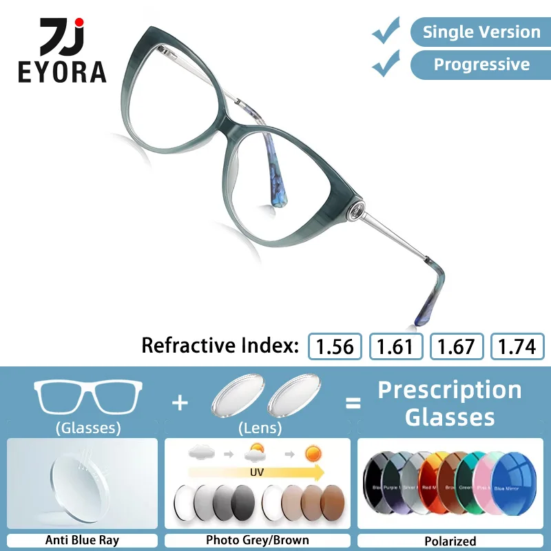 EYORA Versatile Cat Eye Reading Glasses Anti Blue Light Photochromic Myopia Glasses Progressive Prescription Optical Eyewear
EYORA Versatile Cat Eye Reading Glasses Anti Blue Light Photochromic Myopia Glasses Progressive Prescription Optical Eyewear