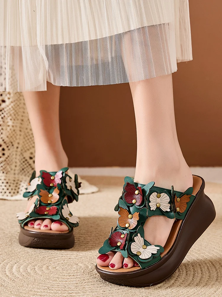 Birkuir Retro Thick Heel Bow Slippers For Women 7cm Wedges Slides Woman High Heel Flower Outdoor Slippers Mixed Colors Slippers
Birkuir Retro Thick Heel Bow Slippers For Women 7cm Wedges Slides Woman High Heel Flower Outdoor Slippers Mixed Colors Slippers