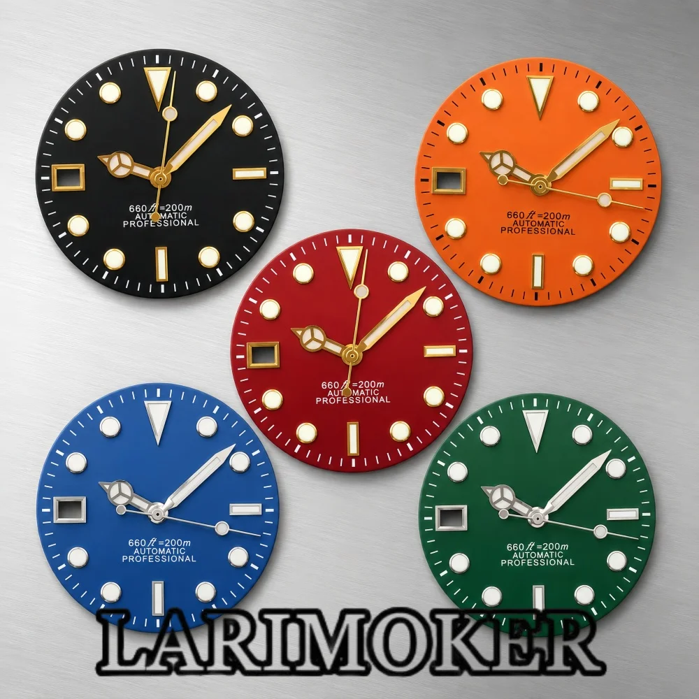 LARIMOKER 29mm Black Blue Green Watch Dial with Hands Suitable for NH35 Movement 9 o'clock Date Window Green Luminous
LARIMOKER 29mm Black Blue Green Watch Dial with Hands Suitable for NH35 Movement 9 o'clock Date Window Green Luminous