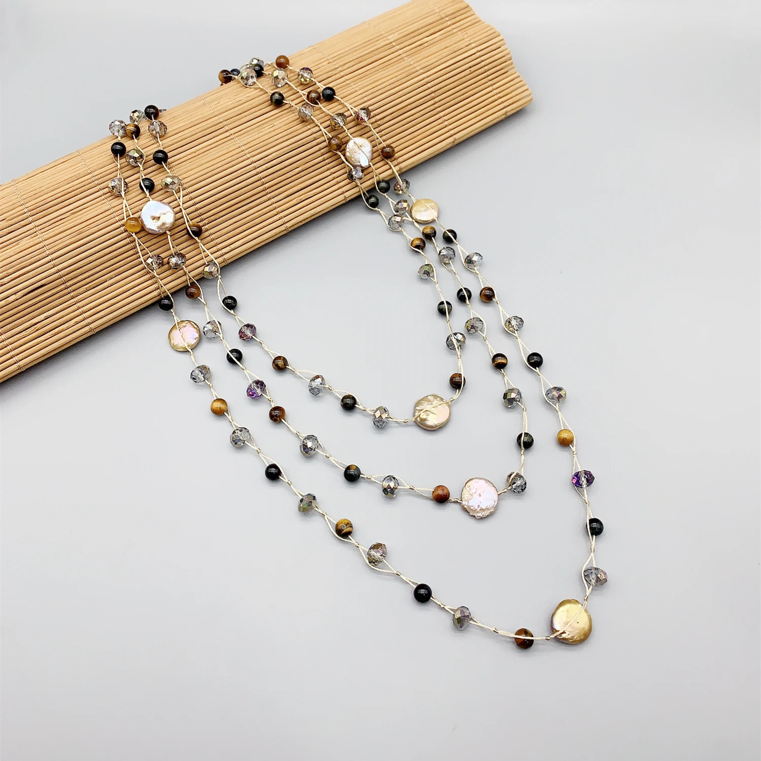 FoLisaUnique Multicolor 6mm Tigers Eye Coin Pearl Necklace Crystals Stone Cord Trendy Jewelry Champagne Beige
FoLisaUnique Multicolor 6mm Tigers Eye Coin Pearl Necklace Crystals Stone Cord Trendy Jewelry Champagne Beige