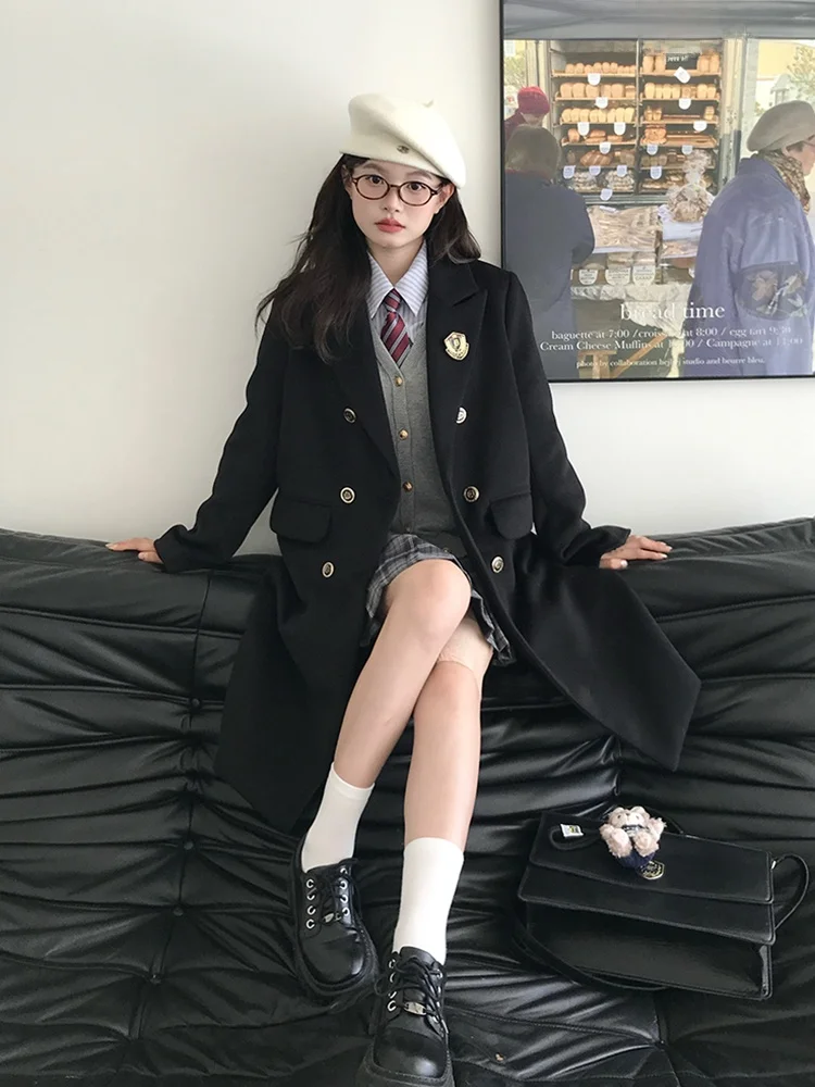 Tokyo Annual Record JK Sle женское длинное пальто Bla шерстяное дюжет двубортное осенне-зимнее хлопковое пальто для колледжа Sle
Tokyo Annual Record JK Sle женское длинное пальто Bla шерстяное дюжет двубортное осенне-зимнее хлопковое пальто для колледжа Sle