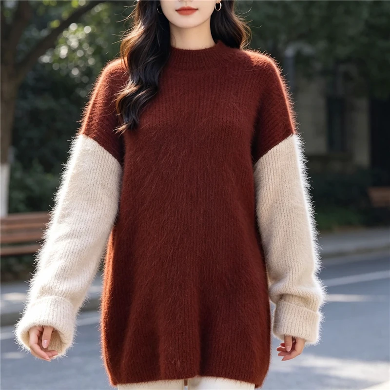 Ladies Women Autumn Winter Clored Thick Warm Hairy Mink Cashmere Knitted O-Neck Long Sleeves Loose Pullover Sweater Jumper Pull
Ladies Women Autumn Winter Clored Thick Warm Hairy Mink Cashmere Knitted O-Neck Long Sleeves Loose Pullover Sweater Jumper Pull