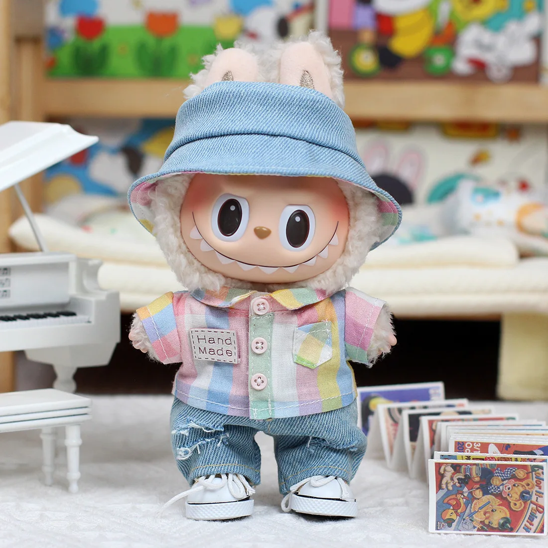 Denim Suit Mini Clothes For Ropa Labubu Jumpsuit Cowboy Style Fashion Decoration Matching Hat Shoes Lovely Set
Denim Suit Mini Clothes For Ropa Labubu Jumpsuit Cowboy Style Fashion Decoration Matching Hat Shoes Lovely Set