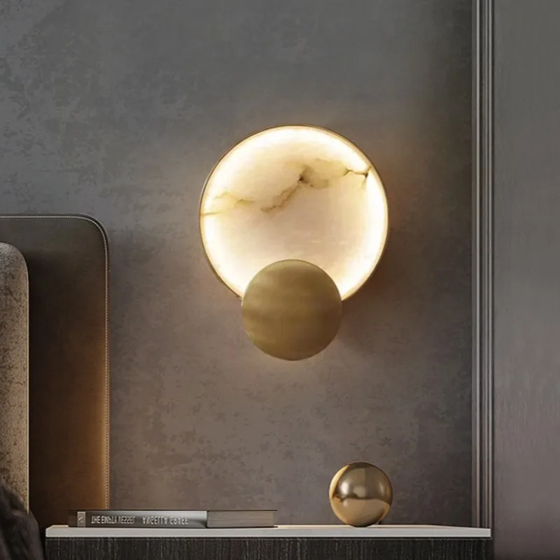 Round Marble Wall Lamp High-Grade Copper Indoor Lighting Living Room Bedroom Study Modern Minimalist Led Decor For Home
Round Marble Wall Lamp High-Grade Copper Indoor Lighting Living Room Bedroom Study Modern Minimalist Led Decor For Home