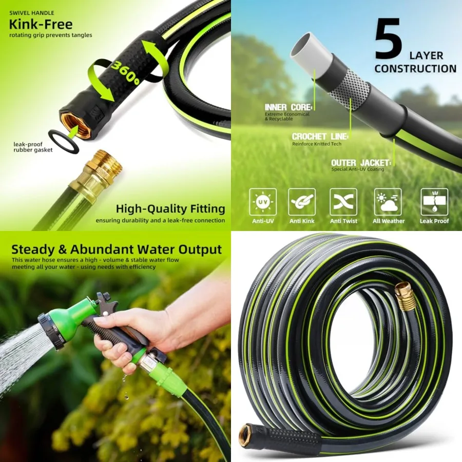 Leader Long Garden Hose 5/8 in. x 50 ft. -No Kink, Flexible, Leakproof, Male to Female Fittings -Heavy Duty Durable PVC Lightwe
Leader Long Garden Hose 5/8 in. x 50 ft. -No Kink, Flexible, Leakproof, Male to Female Fittings -Heavy Duty Durable PVC Lightwe
