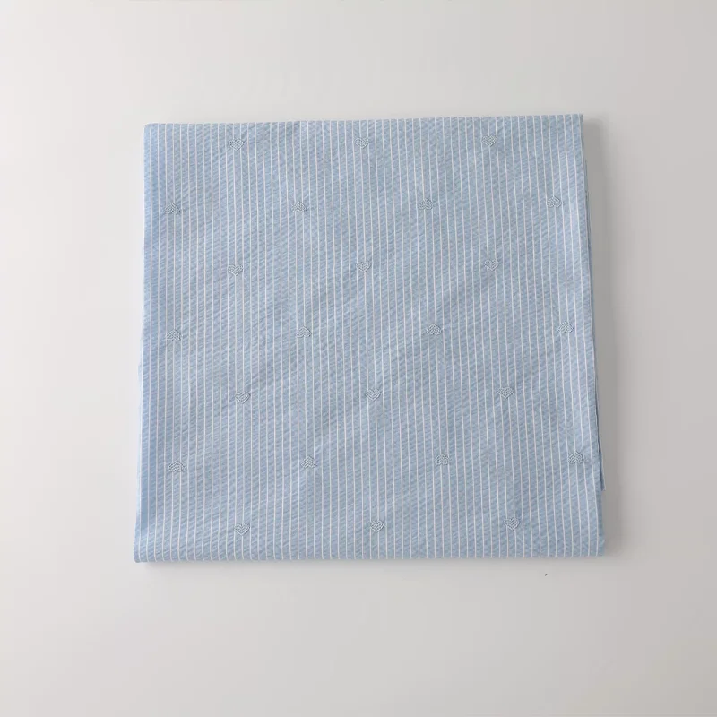 Polyester Cotton Fabric Light Blue Striped Embroidered Shirt Dress Short Skirt Jacket Fabric
Polyester Cotton Fabric Light Blue Striped Embroidered Shirt Dress Short Skirt Jacket Fabric