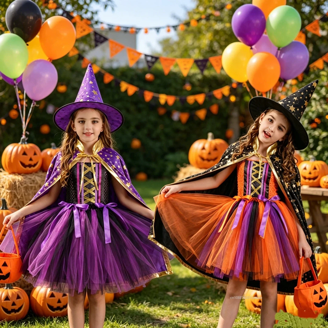 2026 Witch Costume Tutu Enfant Halloween Dress Cape Set Role-playing Carnival Party Toddler Chica Princess gown Masquerade Dress
2026 Witch Costume Tutu Enfant Halloween Dress Cape Set Role-playing Carnival Party Toddler Chica Princess gown Masquerade Dress