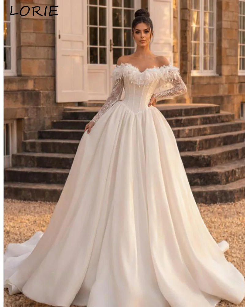 LORIE Appliques Boho Wedding Dress 3D Flowers Lace Long Sleeve Sweetheart Off Shoulder Bride Gown Customized Plus Bride Dress
LORIE Appliques Boho Wedding Dress 3D Flowers Lace Long Sleeve Sweetheart Off Shoulder Bride Gown Customized Plus Bride Dress