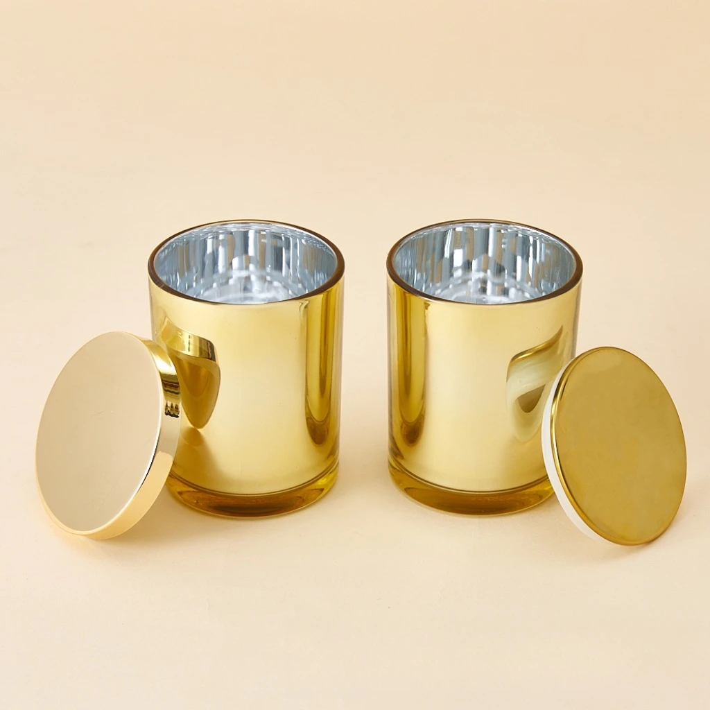 Gold Electroplating Candle Glass Holder, Empty Glass Jar with Metal Lid, Decor for Holiday and Party
Gold Electroplating Candle Glass Holder, Empty Glass Jar with Metal Lid, Decor for Holiday and Party