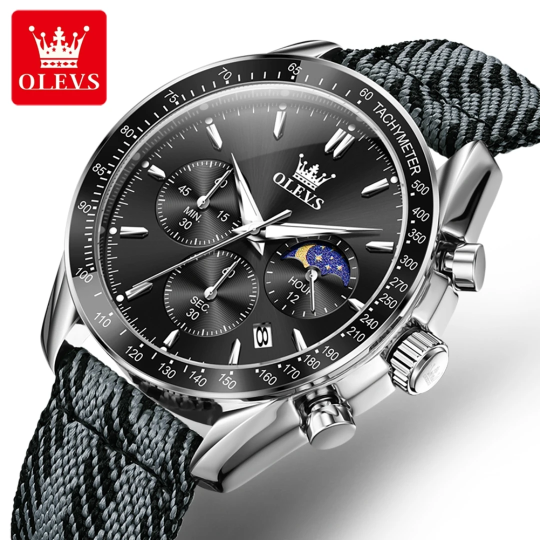OLEVS 3630 Sport Quartz Watch Gift Nylon Watchband Round-dial Wristwatch Moon Phase Calendar Luminous
OLEVS 3630 Sport Quartz Watch Gift Nylon Watchband Round-dial Wristwatch Moon Phase Calendar Luminous