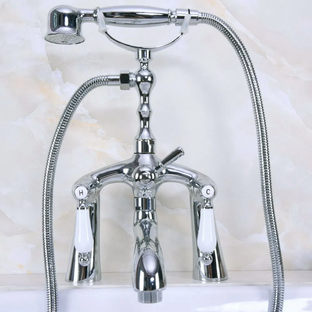 Polished Chrome Brass Clawfoot Bath Tub Faucet with Handshower - Deck Mount ana103
Polished Chrome Brass Clawfoot Bath Tub Faucet with Handshower - Deck Mount ana103