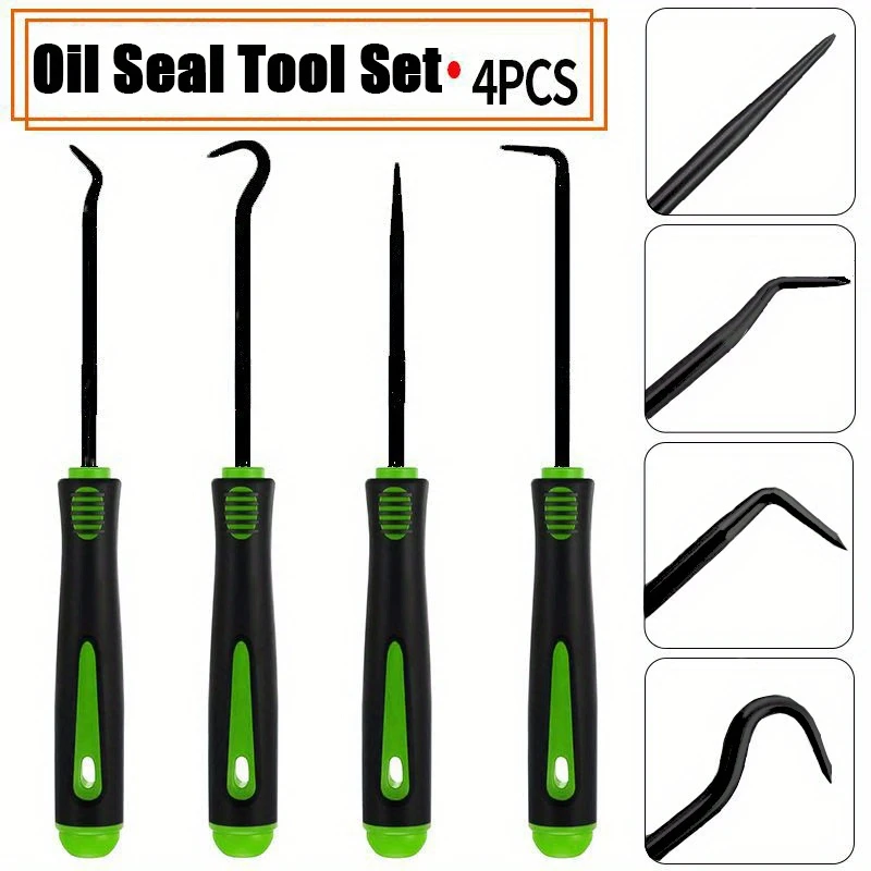 4pcs Oil Seal Picking Hook Set Car Repair Tools Metal O-Ring Extraction Tool With Green Handle For Automotive Home Repairs
4pcs Oil Seal Picking Hook Set Car Repair Tools Metal O-Ring Extraction Tool With Green Handle For Automotive Home Repairs