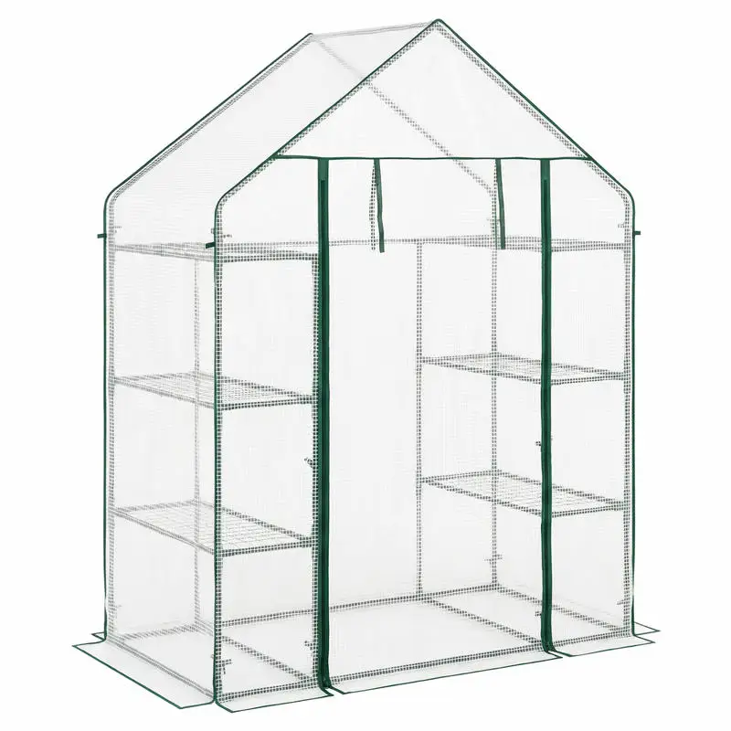 Portable Walk-in Greenhouse with 3 Tiers and 6 Shelves-White
Portable Walk-in Greenhouse with 3 Tiers and 6 Shelves-White