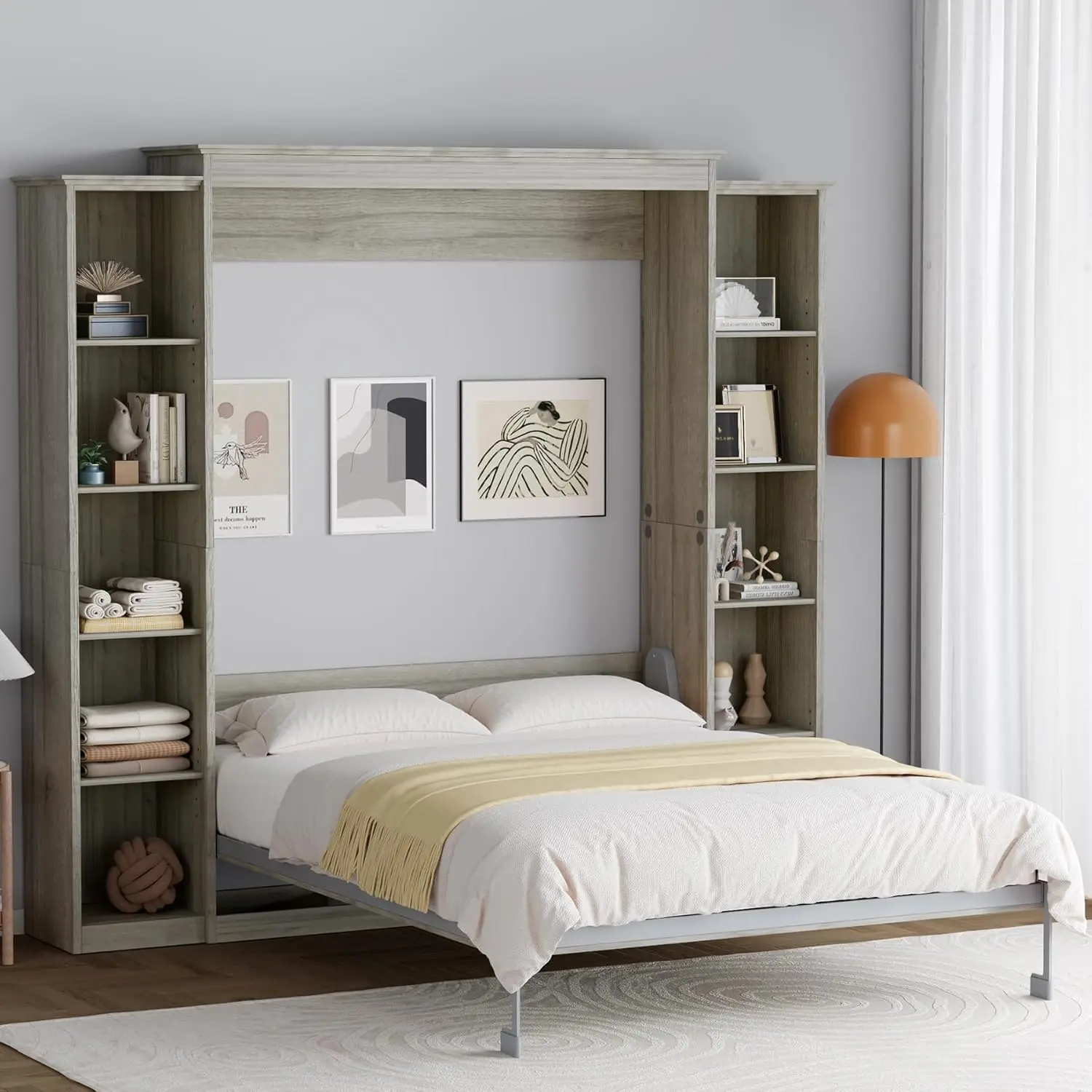 Queen Murphy Bed Cabinet with 5-Tier Adjustable Storage Shelves, Queen Wall Bed Cabinet Bed, Wood Space Saving, Customized
Queen Murphy Bed Cabinet with 5-Tier Adjustable Storage Shelves, Queen Wall Bed Cabinet Bed, Wood Space Saving, Customized