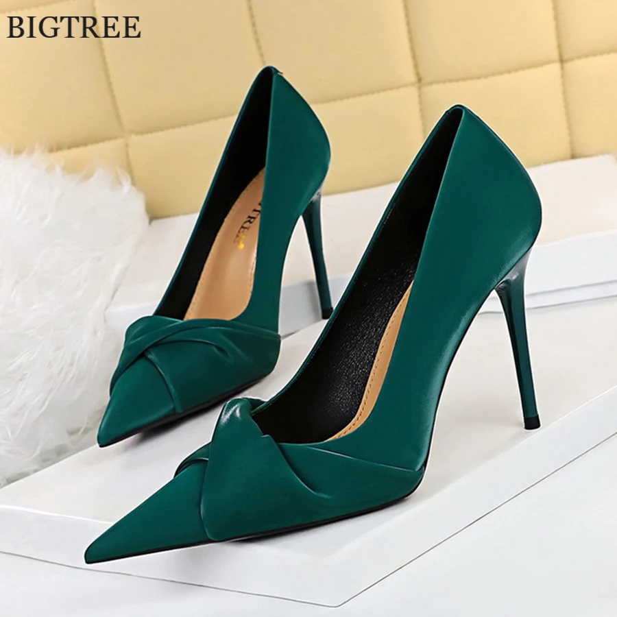7.5/10cm High Heels Elegant Bowknot Shallow Women Pumps 2025 Autumn Pointed Stiletto Party Ladies Office Shoes Sexy Green Black
7.5/10cm High Heels Elegant Bowknot Shallow Women Pumps 2025 Autumn Pointed Stiletto Party Ladies Office Shoes Sexy Green Black