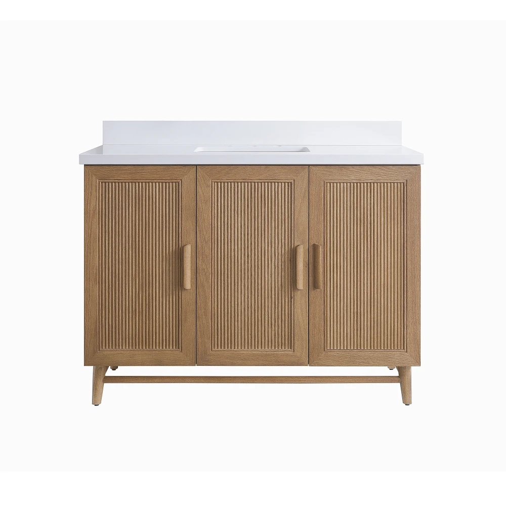 Fully Assembled 48'' Freestanding Single Sink Light Coffee Bathroom Vanity with Solid Wood Construction and Engineered White Top
Fully Assembled 48'' Freestanding Single Sink Light Coffee Bathroom Vanity with Solid Wood Construction and Engineered White Top