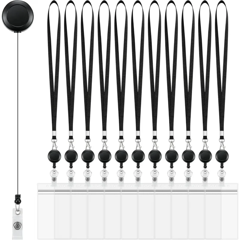 10 Pack Retractable Lanyards with ID Badge Holder, Badge Reel Lanyard for Work ID Cards, Clear Vertical Badge Holder with Clip
10 Pack Retractable Lanyards with ID Badge Holder, Badge Reel Lanyard for Work ID Cards, Clear Vertical Badge Holder with Clip