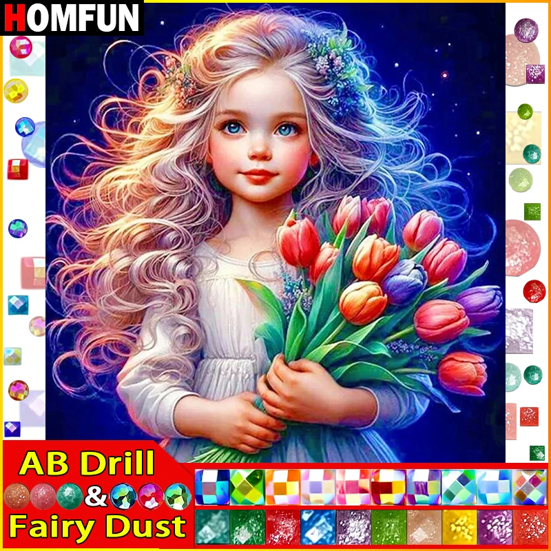 HOMFUN Fairy Dust AB Diamond Painting Full Square/Round Diamond "Portrait Girl Tulip" Pattern Embroidery 5D Rhinestone Painting
HOMFUN Fairy Dust AB Diamond Painting Full Square/Round Diamond "Portrait Girl Tulip" Pattern Embroidery 5D Rhinestone Painting