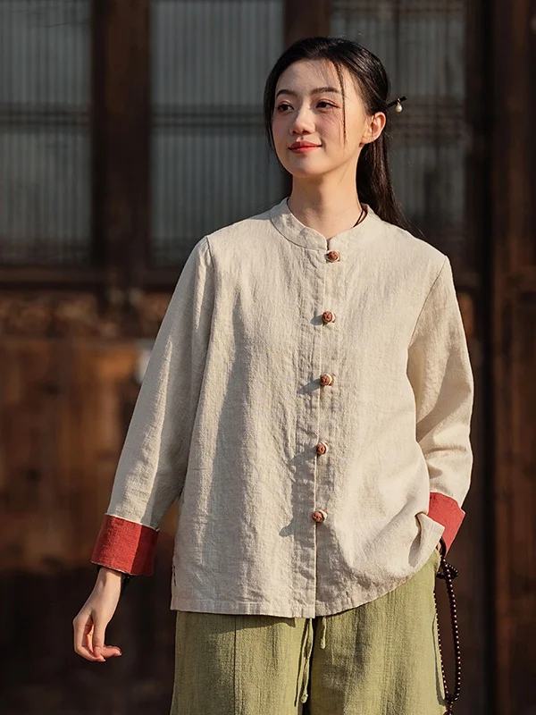 High-End Cotton Linen Women's Shirt Spring Summer Chinese Style Traditional Buddhist Zen Meaning Button up Casual Coat
High-End Cotton Linen Women's Shirt Spring Summer Chinese Style Traditional Buddhist Zen Meaning Button up Casual Coat