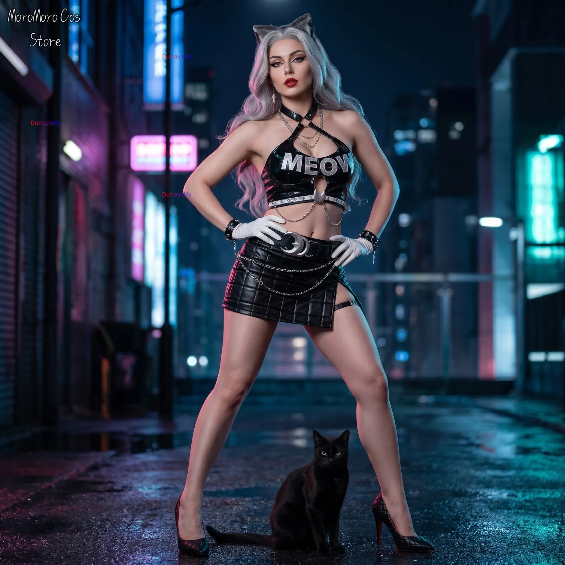 Anime Sexy PU Top Mini Dress Game Rivals Cosplay Black Cat URBAN PREDATOR New Outfit High Heels Wigs Full Set Halloween Party
Anime Sexy PU Top Mini Dress Game Rivals Cosplay Black Cat URBAN PREDATOR New Outfit High Heels Wigs Full Set Halloween Party