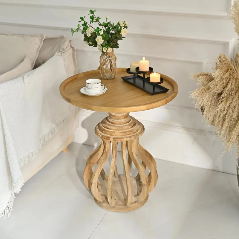 Natural style round solid wood retractable panel living room side coffee table
Natural style round solid wood retractable panel living room side coffee table