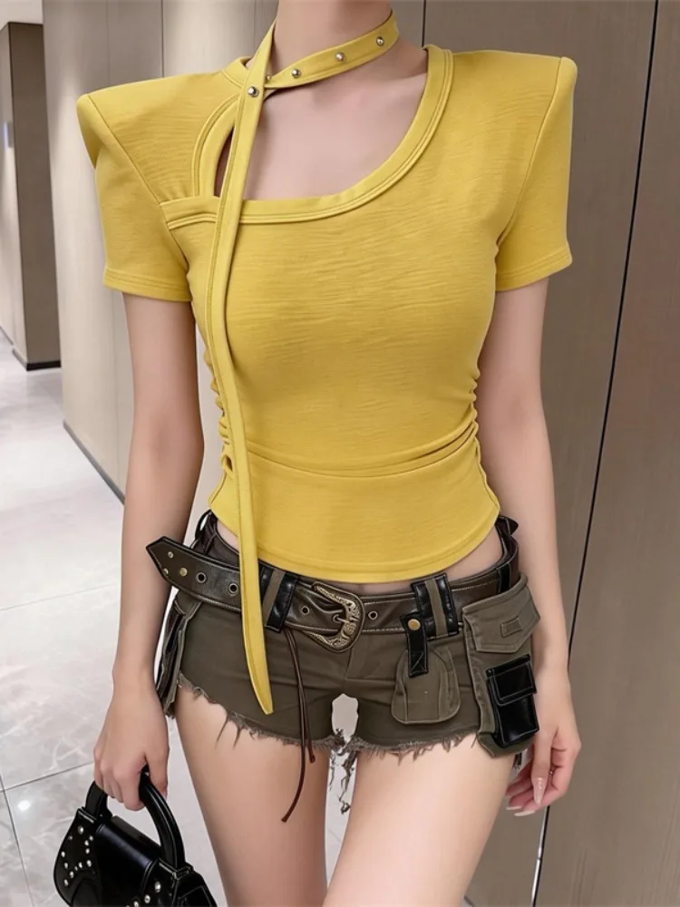 Korean Style Slim Fit Short Sleeve T-Shirt for Women Mushroom Nail Design Chic Spring Summer New Style Fashionable Slimming Top
Korean Style Slim Fit Short Sleeve T-Shirt for Women Mushroom Nail Design Chic Spring Summer New Style Fashionable Slimming Top