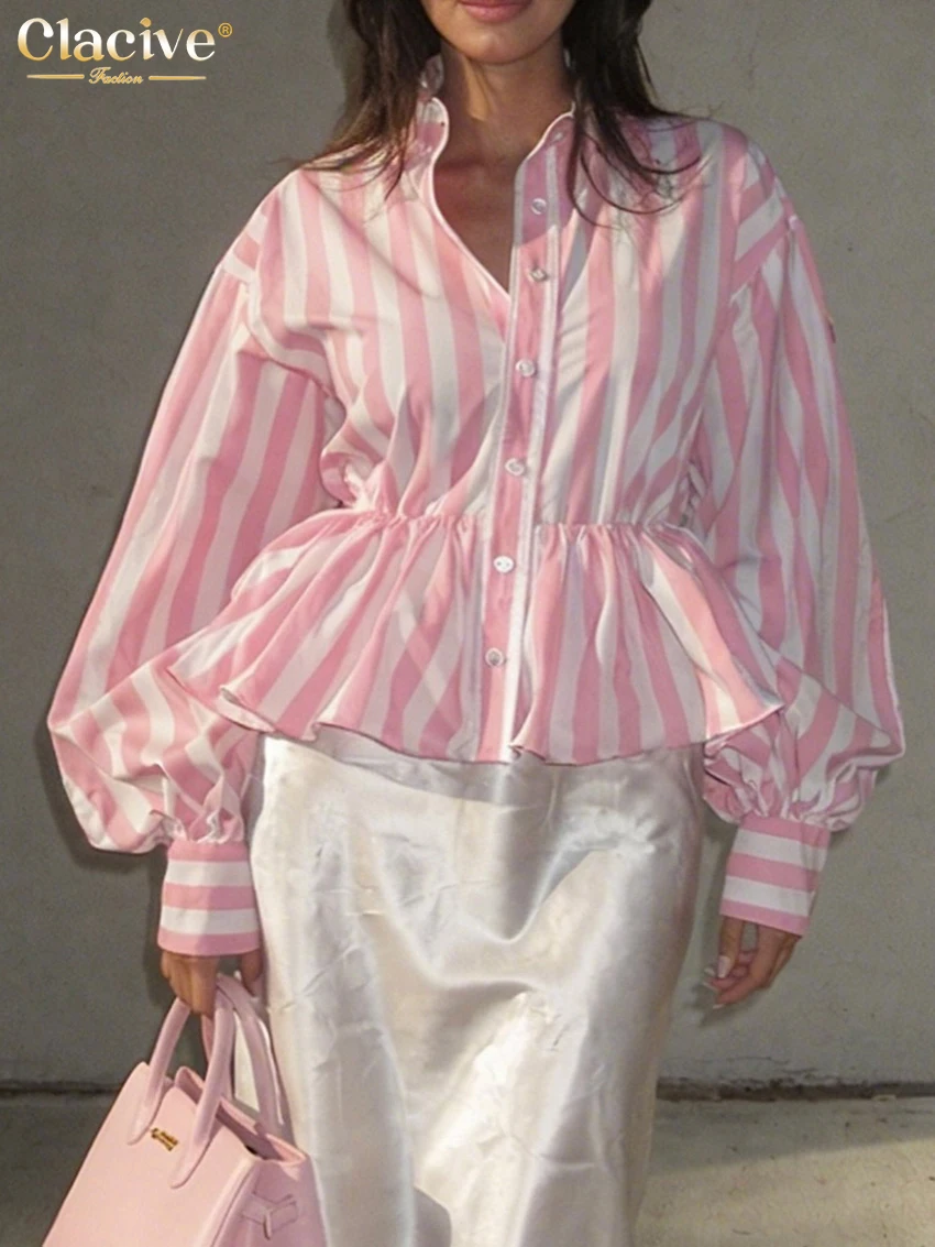 Clacive Fashion Loose Stripe Women Blouse 2026 Fashion Lapel Long Sleeve Lady Shirt Elegant Classic Pleated Top Female Clothing
Clacive Fashion Loose Stripe Women Blouse 2026 Fashion Lapel Long Sleeve Lady Shirt Elegant Classic Pleated Top Female Clothing