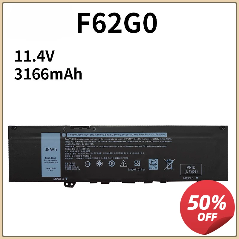 For Dell F62G0 Inspiron 7370 7373 7380 5370 Vostro 5370,Inspiron 13MF,13 7386,P83G P83G001 P87G 38Wh Laptop Battery
For Dell F62G0 Inspiron 7370 7373 7380 5370 Vostro 5370,Inspiron 13MF,13 7386,P83G P83G001 P87G 38Wh Laptop Battery