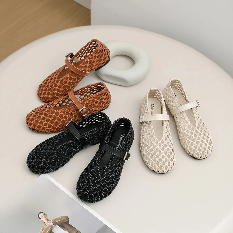 Summer New Versatile Cutout Woven Mary Jane Shoes Women's One Strap Breathable Shallow Mouth Flats
Summer New Versatile Cutout Woven Mary Jane Shoes Women's One Strap Breathable Shallow Mouth Flats