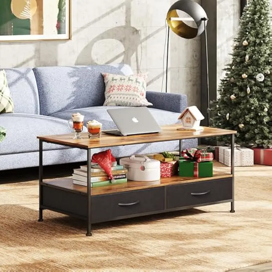 Coffee Table, 39" Coffee Table with Storage & Drawers, 2-Tier Wood Center Table for Living Room, Apartment
Coffee Table, 39" Coffee Table with Storage & Drawers, 2-Tier Wood Center Table for Living Room, Apartment