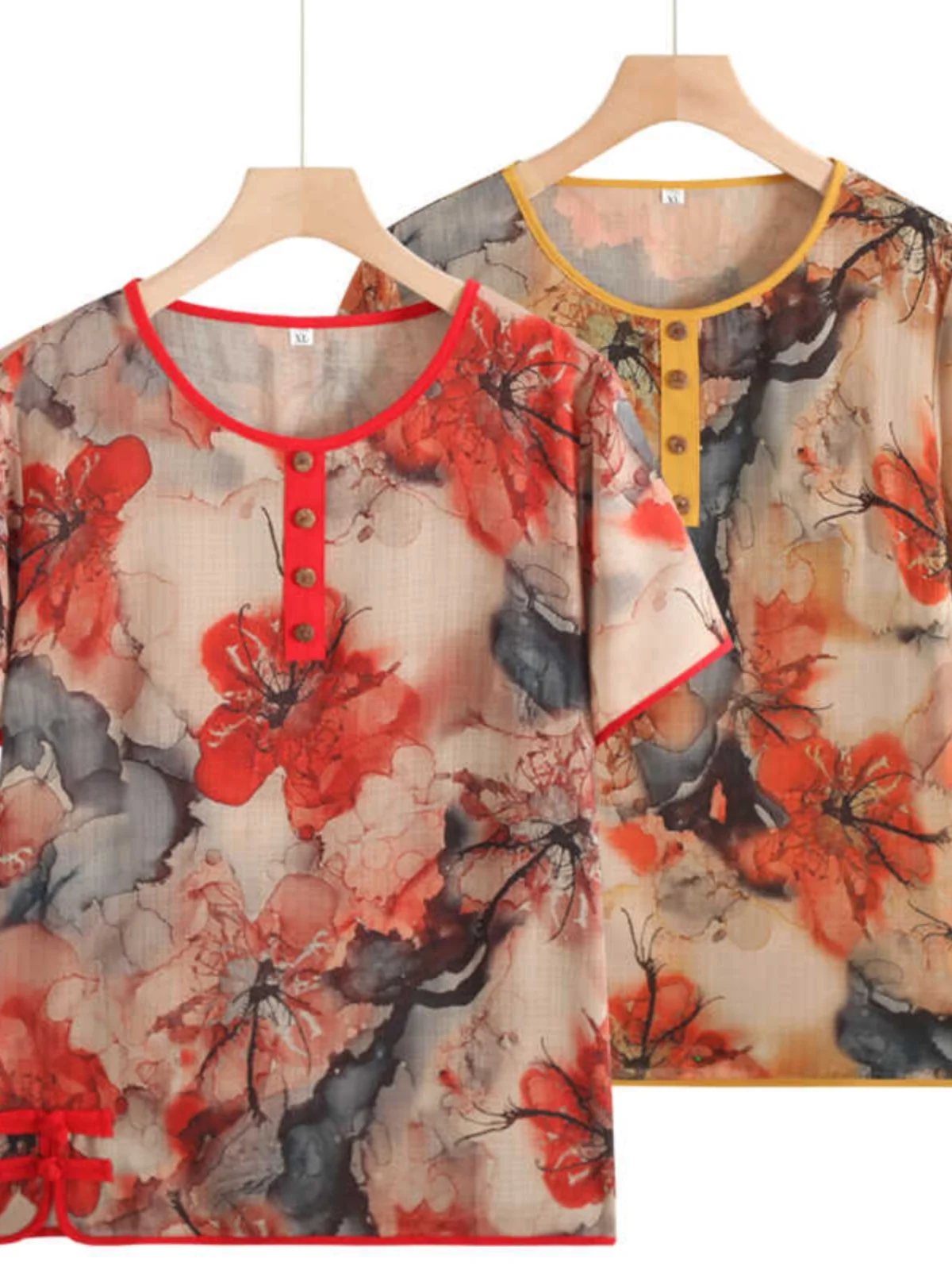 Grandma Summer Clothes Short Sleeve round Neck Color Match Loose Large Size Mom Clothes Polyester Fiber Thin Model Commute Style
Grandma Summer Clothes Short Sleeve round Neck Color Match Loose Large Size Mom Clothes Polyester Fiber Thin Model Commute Style