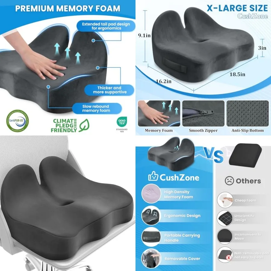 Seat Cushion, Memory Foam Office Chair Seat Cushion for Office Chairs/Car/Long Trip/Desk Chair/Gaming, X- Size for Sciatica and
Seat Cushion, Memory Foam Office Chair Seat Cushion for Office Chairs/Car/Long Trip/Desk Chair/Gaming, X- Size for Sciatica and